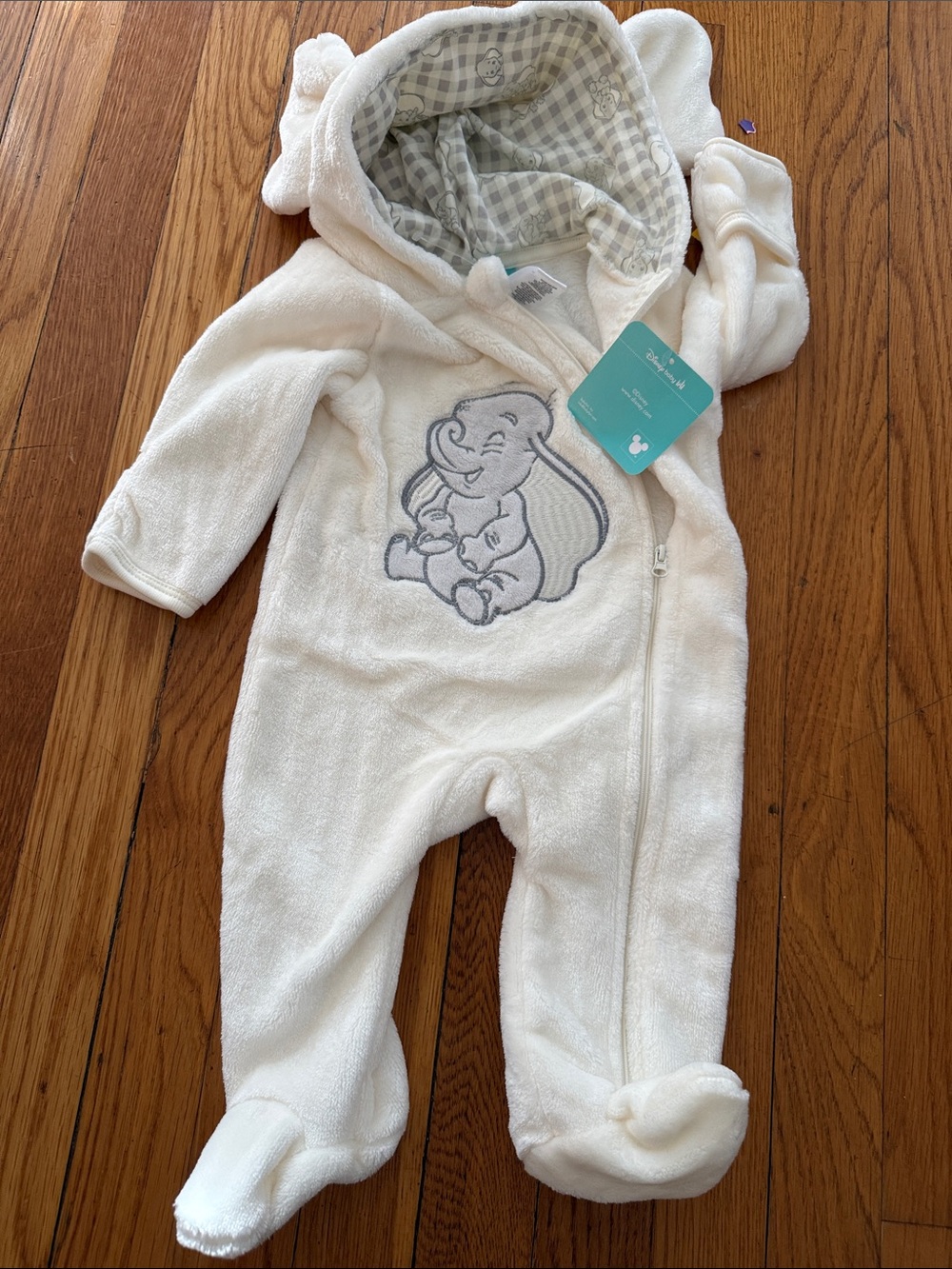 NWT Disney baby dumbo Cream Footed Elephant One-Piece coverall bunting 0-3 m
